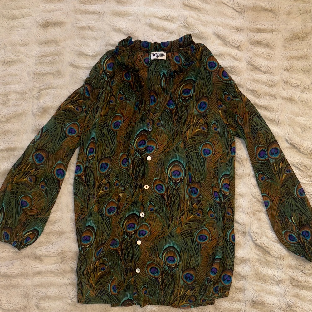 Show Me Your MuMu Colorful Feather Print Blouse